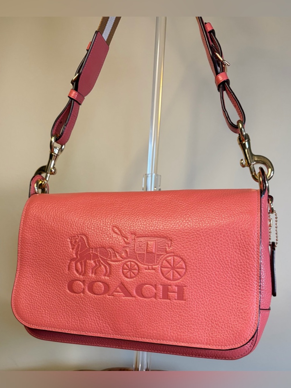 Coach Jess Messenger Pink Pebble Leather Crossbody 72703 - Picture 4 of 17